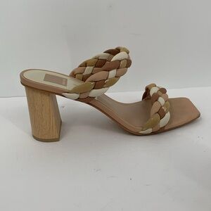 Dolce Vita Paily slide sandals braided double strap shoe mule heel tan gold 10